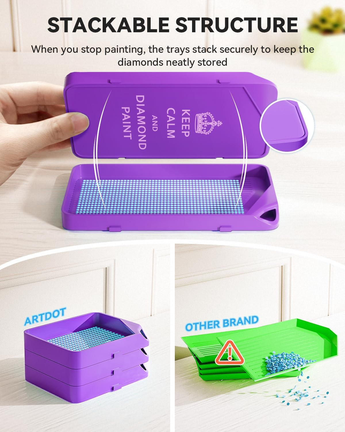 ARTDOT 30-Piece Stackable Purple Tray Set - ARTDOT