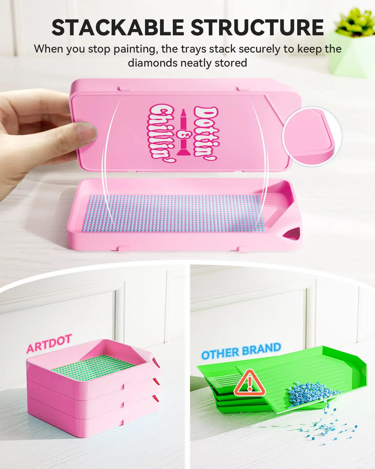 Artdot Diamond Painting Trays Kit 10 pieces - stackable structure design