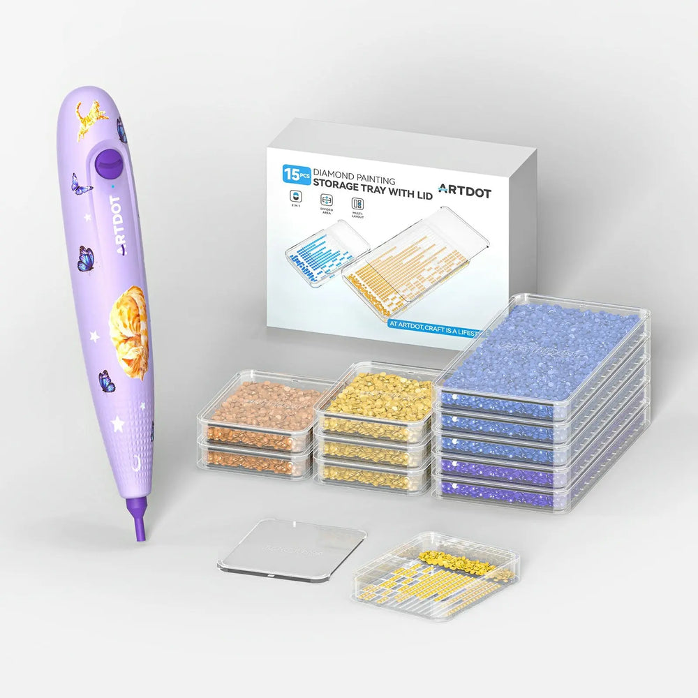 Purple Diamond Art E-painter + 15 Pcs Trays with Lid ARTDOT