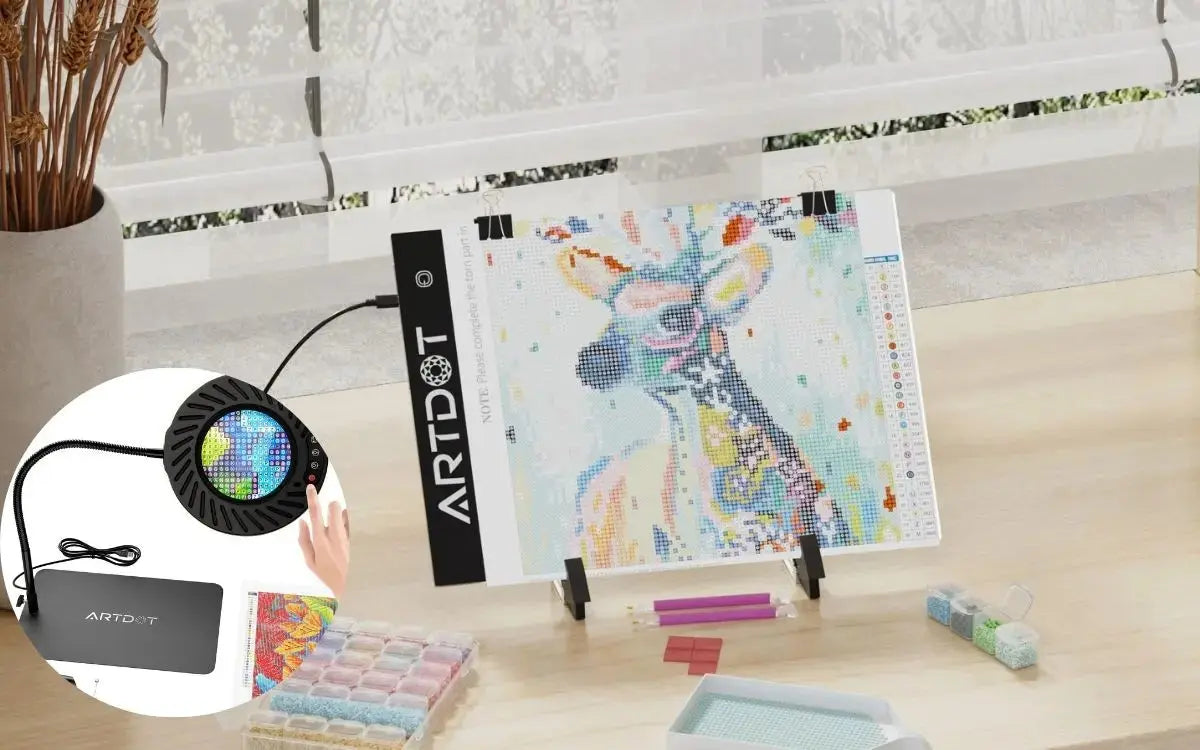 Light-Pad-VS-Lighted-Magnifying-Glass-on-stand-Which-light-tool-for-diamond-painting-is-best ARTDOT