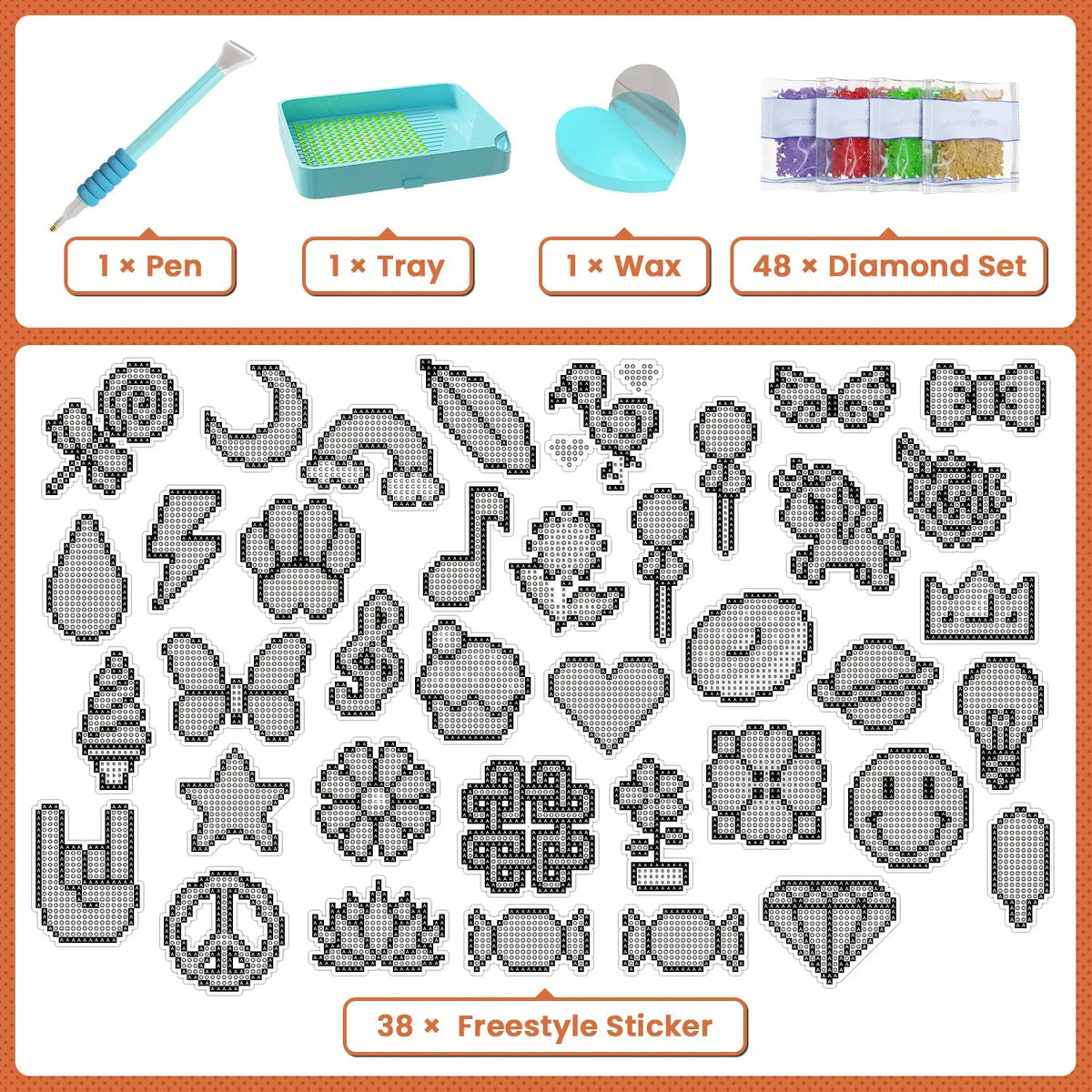 38 Freestyle Diamond Painting Stickers Kits - ARTDOT