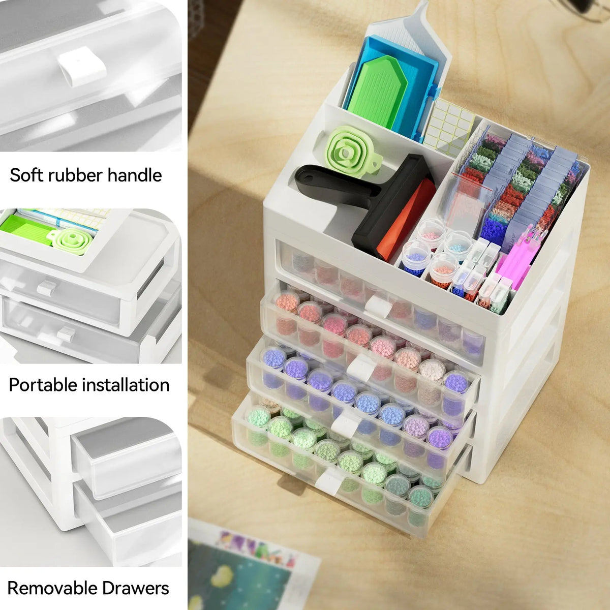 4 Drawers (192 bottles) Multi-function Diamond Painting Containers - ARTDOT