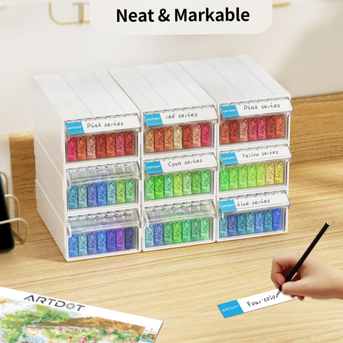 9 Drawers Stackable Diamond Painting Storage (Square Bottle) - ARTDOT
