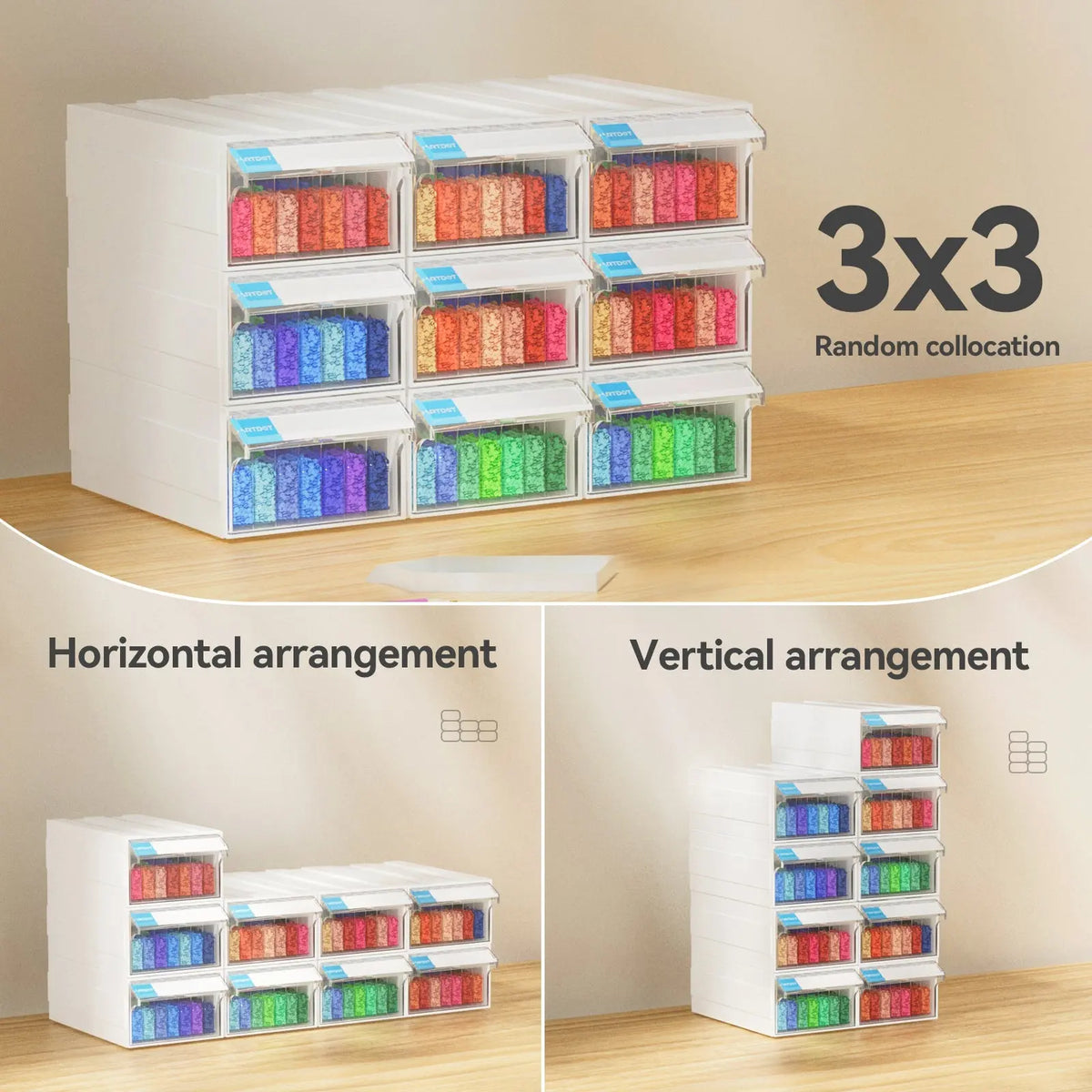 9 Drawers Stackable Diamond Painting Storage (Square Bottle) - ARTDOT