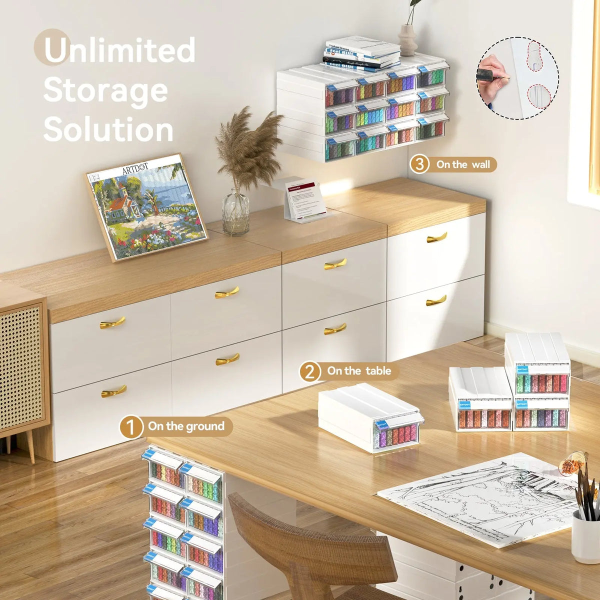 9 Drawers Stackable Diamond Painting Storage (Square Bottle) - ARTDOT