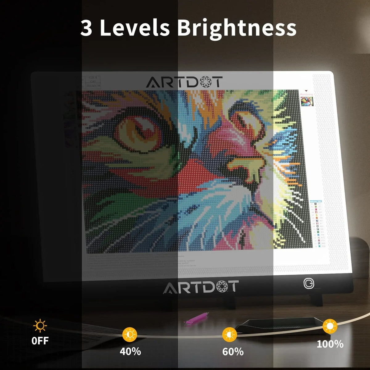 Artdot A3 Size Light Pad for Diamond Painting - 3 levels brightness