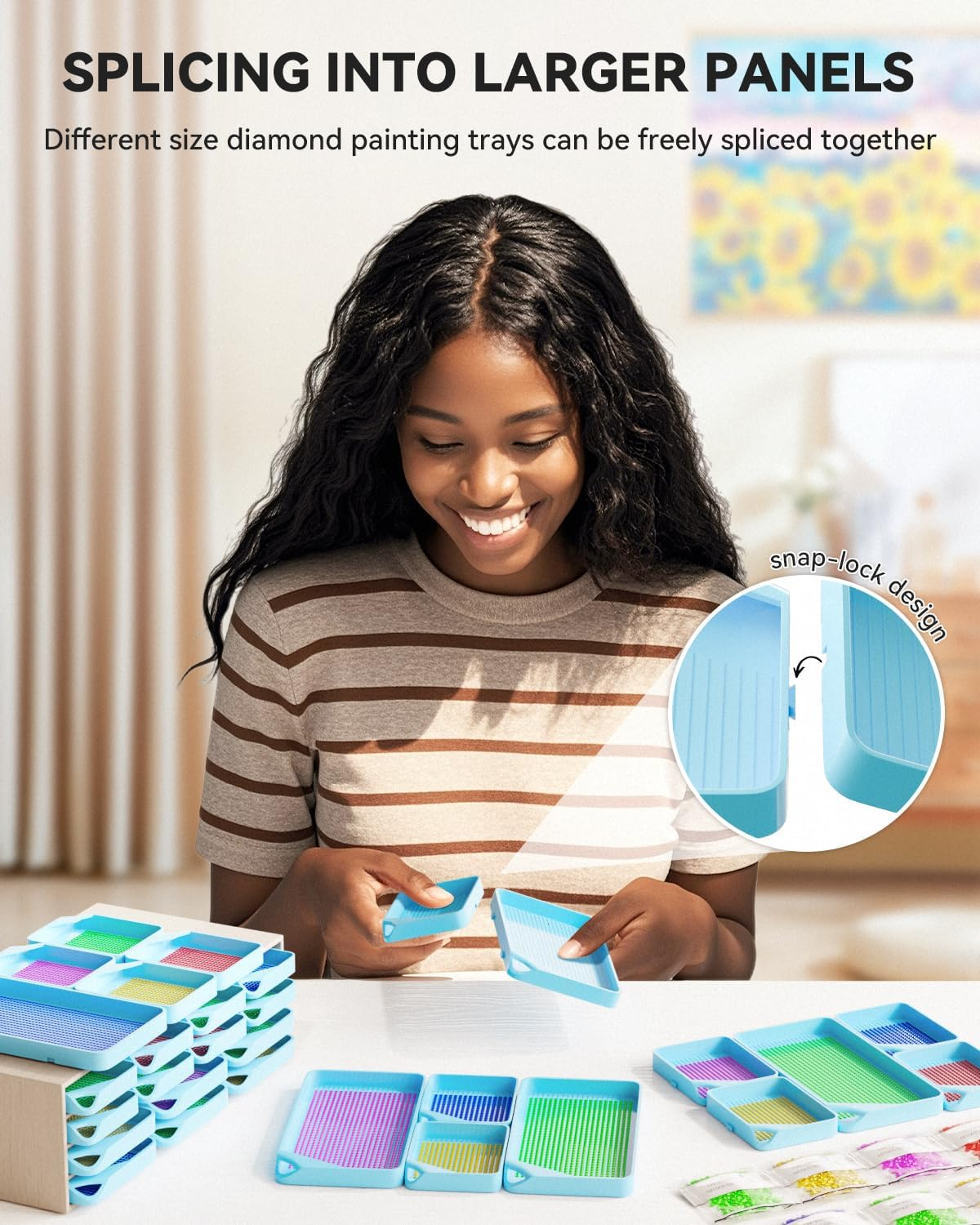 ARTDOT 30-Piece Stackable Blue Tray Set - ARTDOT