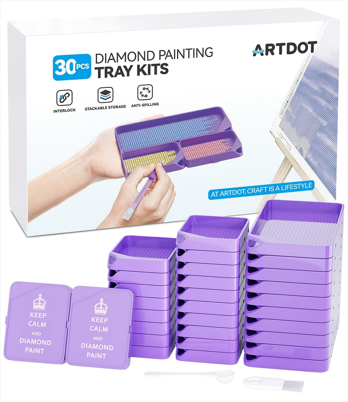 ARTDOT 30-Piece Stackable Purple Tray Set - ARTDOT