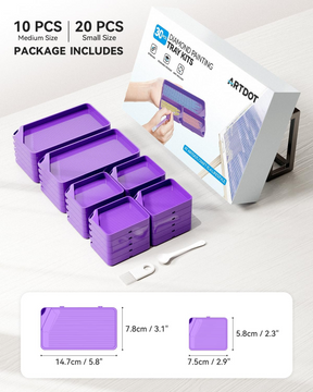 ARTDOT 30-Piece Stackable Purple Tray Set - ARTDOT