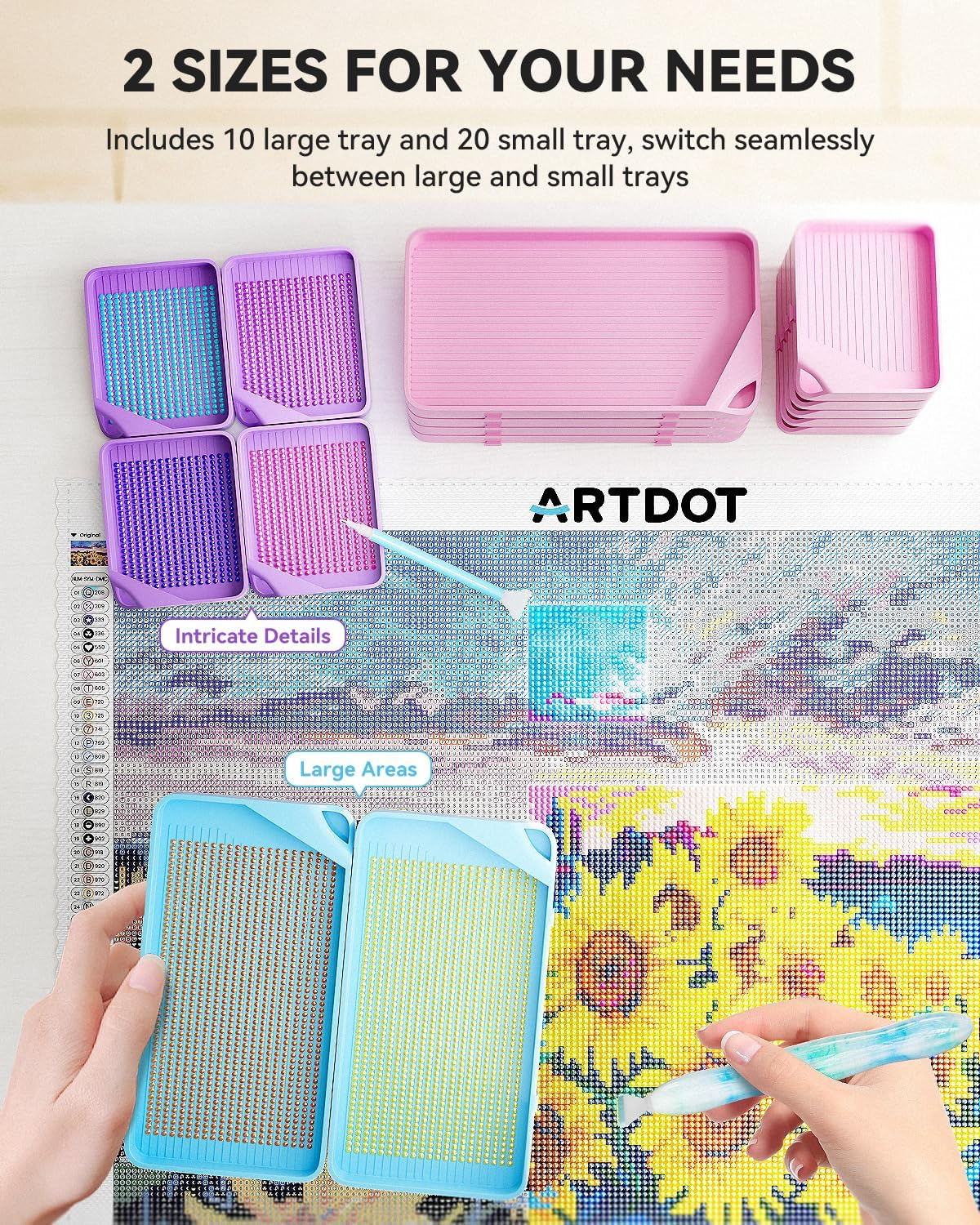 ARTDOT 30-Piece Stackable Purple Tray Set - ARTDOT