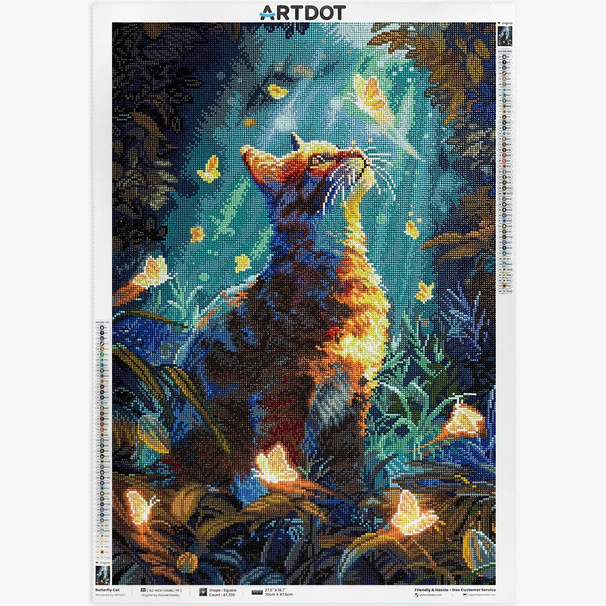 Butterfly Cat, Fantastic Animal Large Diamond Painting Kit (Square Drills, 18.7"×27.6") ARTDOT