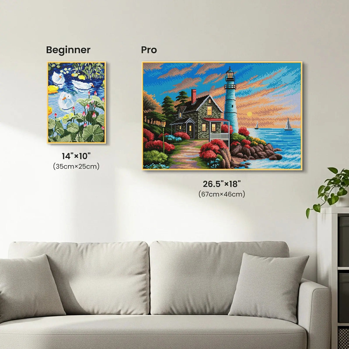 Coastal Lighthouse, Idyllic Homes Large Diamond Painting Kit (Square Drills, 26.5"×18") ARTDOT