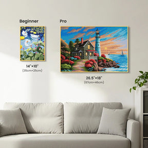 Coastal Lighthouse, Idyllic Homes Large Diamond Painting Kit (Square Drills, 26.5"×18") ARTDOT