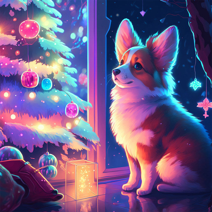 Christmas style dog diamond painting