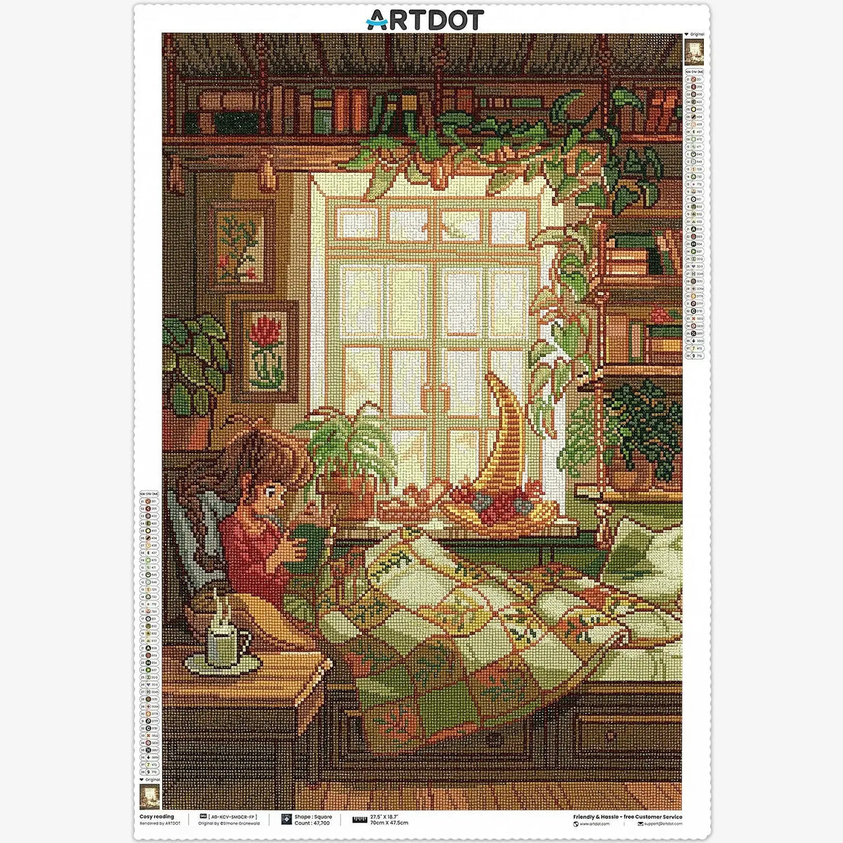 Cozy Reading, Large Diamond Painting Kit (Square Drills, 18.7"×27.6") ARTDOT