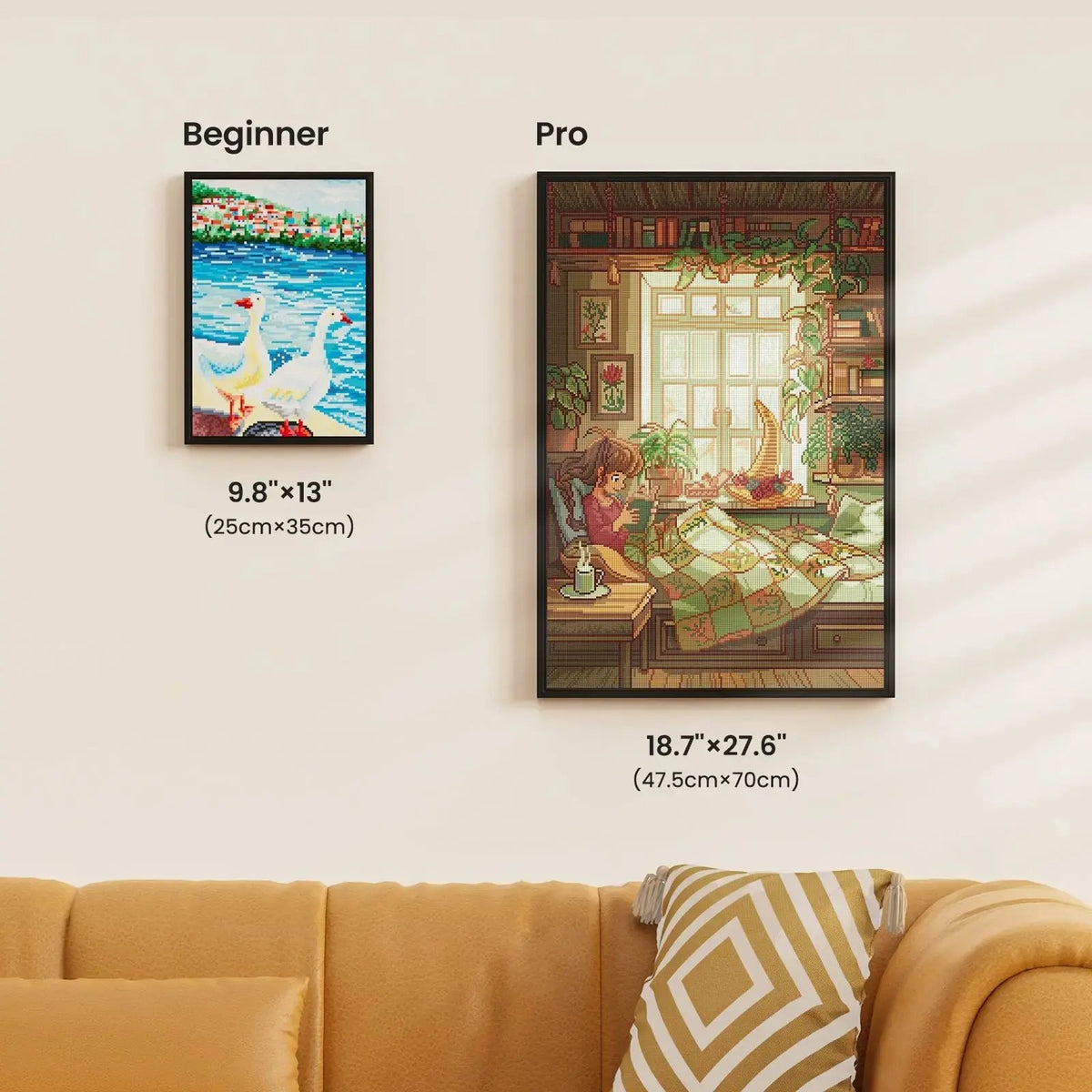 Cozy Reading, Large Pastoral Diamond Painting Kit, Square Drills -