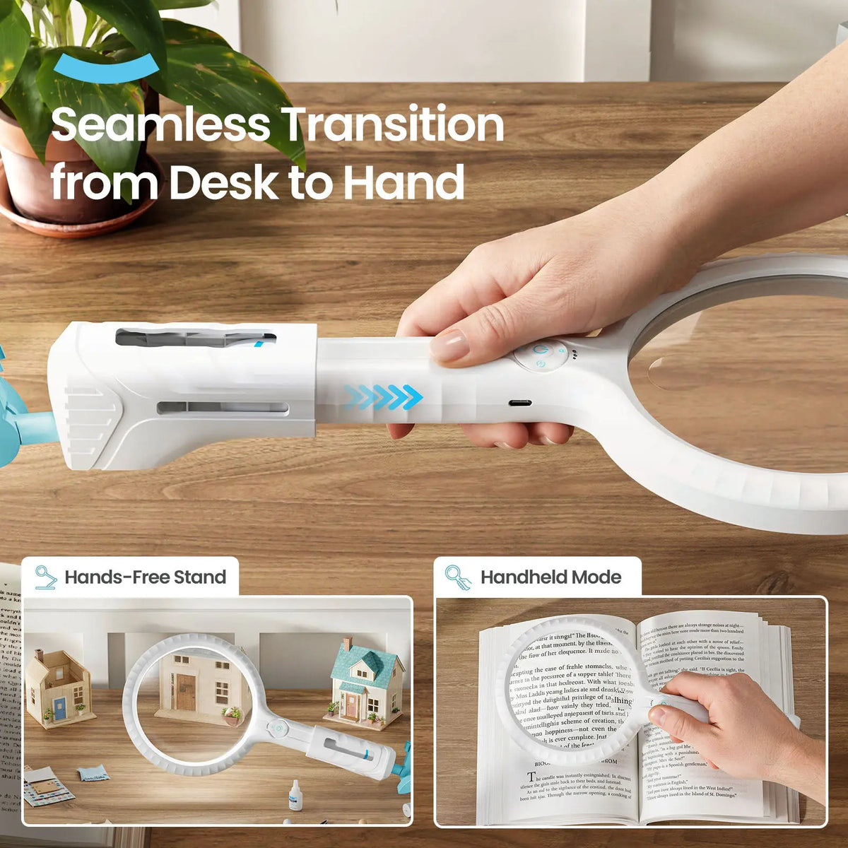 Detachable Magnifying Glass Lamp with Clamp ARTDOT
