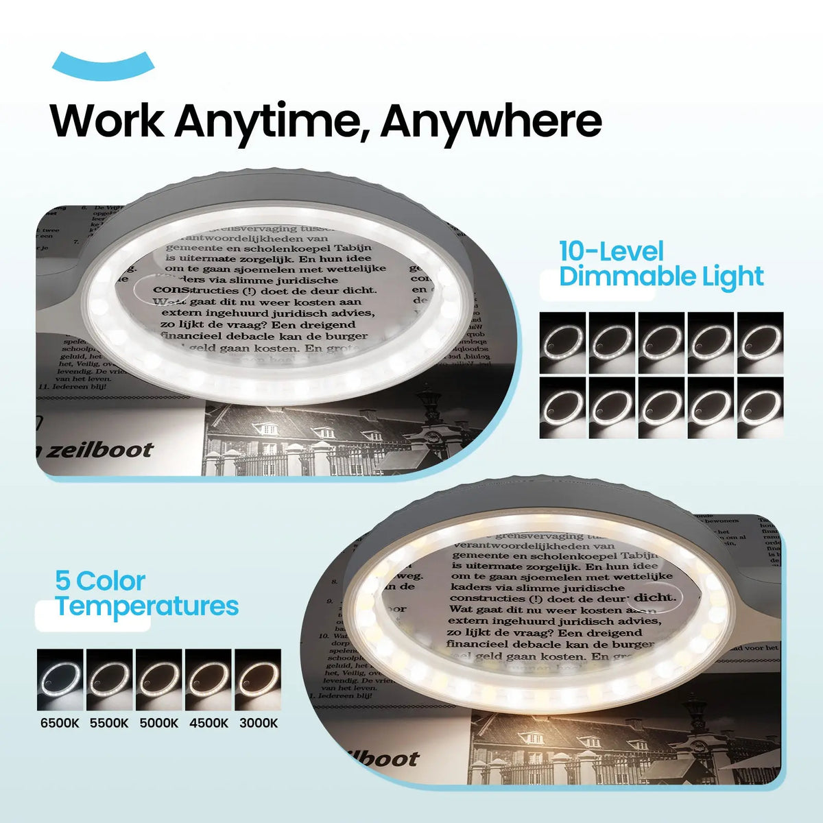 Detachable Magnifying Glass Lamp with Clamp ARTDOT