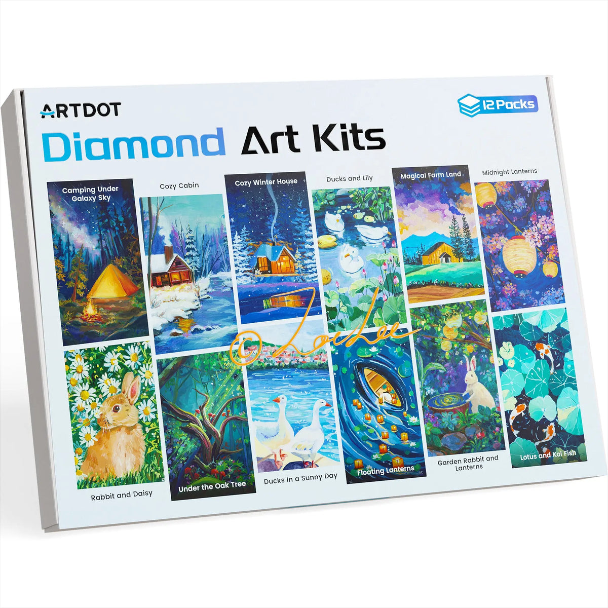 Diamond Painting Kit, Nature's Gemstone Gallery, 12 Canvases (Round Drills, 9.8"x13")