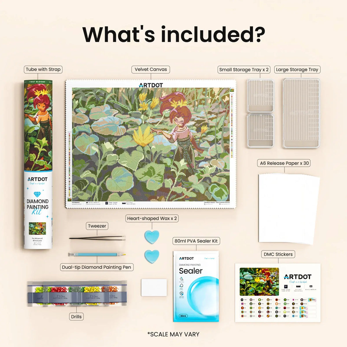 First Blooms, Large Pastoral Diamond Painting Kit, Square Drills
