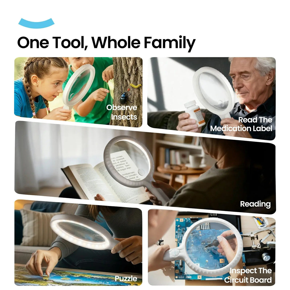 Rechargeable Large Magnifying Glass with Light, Adjustable Light Temperature ARTDOT