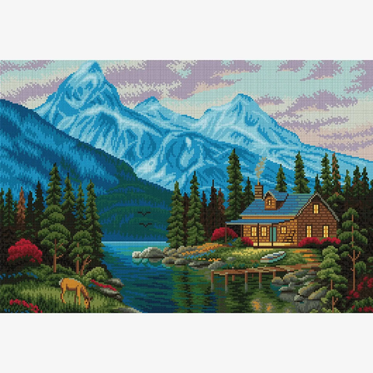 Rocky Cabin View, Idyllic Homes Large Diamond Painting Kit (Square Drills, 26.5"×18") ARTDOT