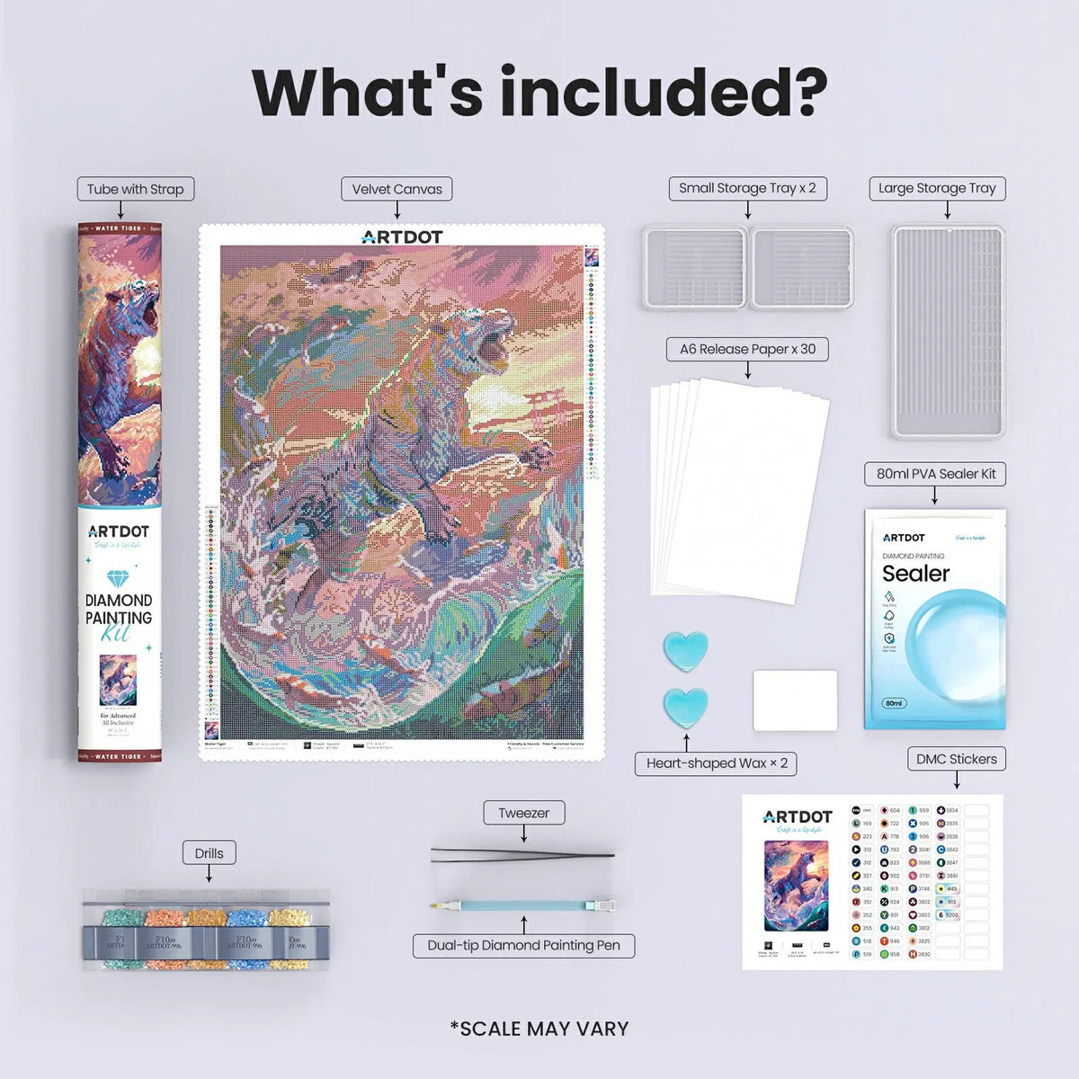 Water Tiger, Fantastic Animal Large Diamond Painting Kit (Square Drills, 18.7"×27.6") ARTDOT